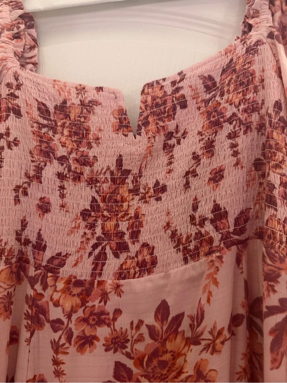 Free People Pink Floral Maxi Dress with Long Sleeves